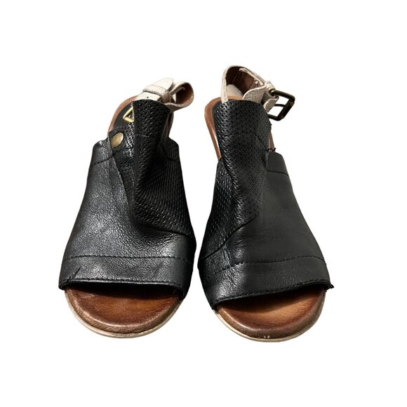 Miz Mooz Black Leather Millicent Slingback Open Toe Heel Sandals Size 9 - Picture 2 of 9